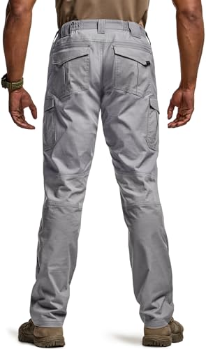 Image of CQR Men's Flex Ripstop Tactical Pants, Water Resistant Stretch Cargo Pants, Lightweight EDC Hiking Work Pants