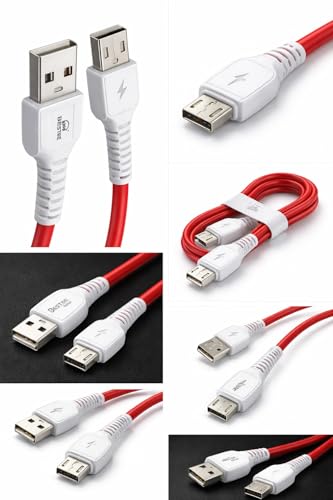 Image of Micro USB Fast Charging Cable 65W 6A, 1.2m Data Sync & Charge Cord, Durable PVC, Compatible with Samsung, Oppo, Vivo, Mi, Tablets & Micro USB Devices (Red)