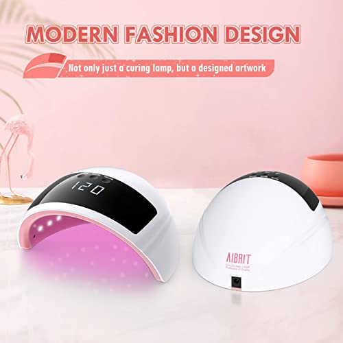 Aibrit Uv Led Lamp For Nails, Uv Led Nail Lamp For Gel Nail Polish, 41 Leds 24W Nail Dryer Gel Lamp, Auto-Sensing 3 Timers For Fast Drying, For Nail Salon Gift, White&Pink #TOP6