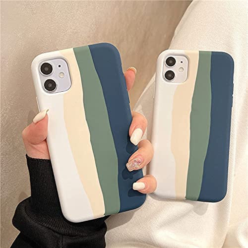 Image of M Cart Case Liquid Silicone Case Cover Gel Rubber Full Body Protection Shockproof Case Cover Compatible with iPhone 12 Cases /iPhone 12 /12 Pro (2020) 6.1 inch (Rainbow White)