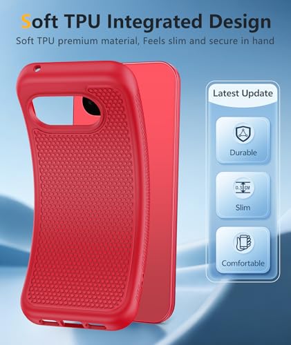 Image of FNTCASE for Google Pixel 10A Case - Military Grade Drop Protection, 14ft Drop Tested, Screen Protector Included, Anti-Slip Anti-Fingerprint Matte Textured, Soft TPU Shockproof Cover (Red)