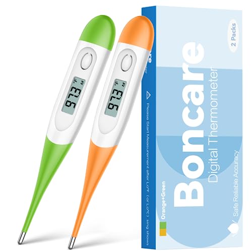 Thermometer for Baby, 2 Packs, Rectal Digital Thermometer with 10 Seconds Fast Reading (Orange+Green)