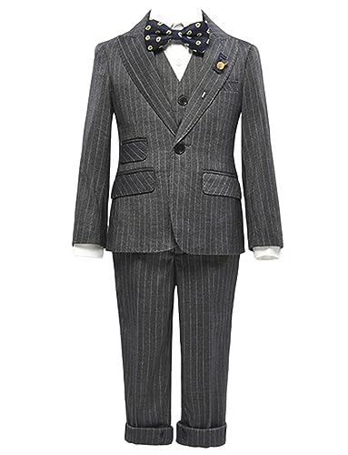 Tuxedo pour garçon haut de gamme en trois pièces à rayures et revers formel