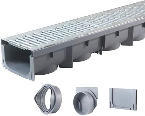 Drainage Trench - Channel Drain With Galvanized Steel Grate - Plastic - 39" Long