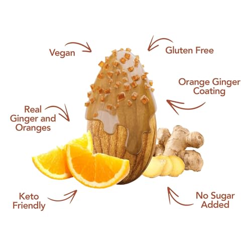 Image of Earthside Farms Orange Ginger Almonds 1oz, 8 Pack - Low Sugar, Keto-Friendly Candied Almonds - Gluten-Free Vegan Snack with Real Ginger and Citrus Zest - Perfect On-the-Go Snack for Work, School