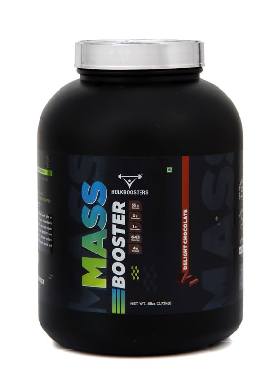 HULKBOOSTERS Mass Booster Mass Gainer Powder Reduces Muscle Breakdown Boosts Metabolism 12 lbs, 5.44 kg Pack of 1- Delight Chocolate
