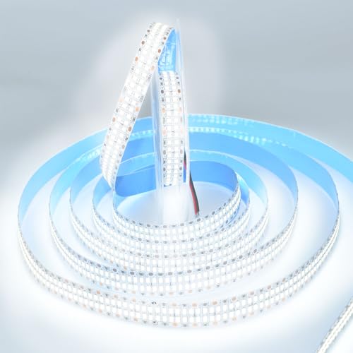 Image of SUYOOULIN LED Lights Strip, Dimmable DC 12V 16.4ft SMD 5054 (5050 Upgraed) Double Rows 1200 LEDs 25000LM Non-Waterproof LED Ribbon for Home Kitchen Decoration (White 6500K)