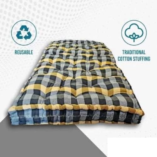 5-Inch Soft Thick Cotton Quilt | Foldable King Size Box Mattress | Medium Firm Multicolor Cotton Gadda for Double Bed (6X6 ft or 72X72X5 Inches)