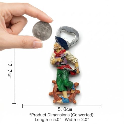 Imán decorativo figura pirata en resina 3D 5 x 2 pulg miniatura 2