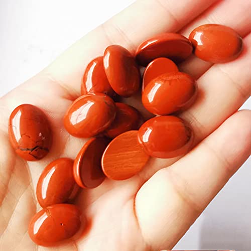 Manekieko 7 Pcs Natural Red Jasper Oval Cabochons Flatback Crystal Stone Gemstones Beads for Jewelry Making DIY,18x13mm - Image 2