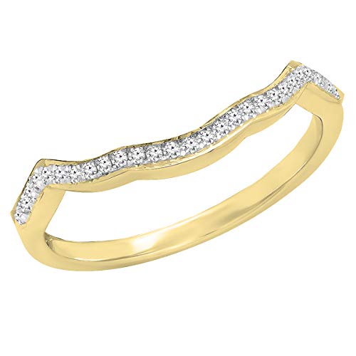 Anillo apilable redondo de oro de 14 quilates con diamantes blancos cultivados en laboratorio de 0,15 quilates, Oro amarillo Diamante cultivado en laboratorio Oro amarillo, Diamante sintético