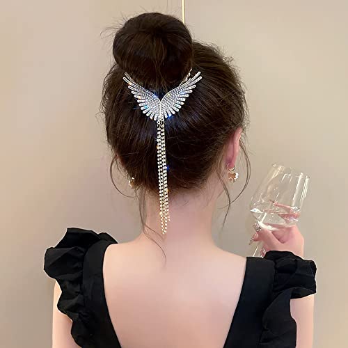 Kuuguu 2 Pcs Angel's Wings Ponytail Buckle Hair Clips Buckle Water,Bun Holder Hair Ponytail Holder Hair Clip Glitter Hair Accessories, Wedding Hairpin For Women Girls #TOP6