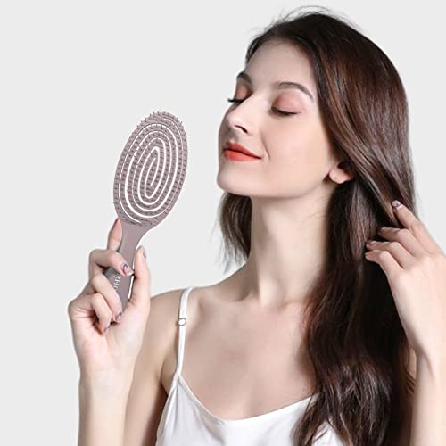 Rhos Detangler Hair Brush For Women, Men And Children-Wet Dry Hair Brush For Curly/Thick/Straight Hair-No Pull Detangling Brush With Soft Bristles For Pain Free-Plastic Spiral Vent Hair Brush（1 Pack-Purple) #TOP3