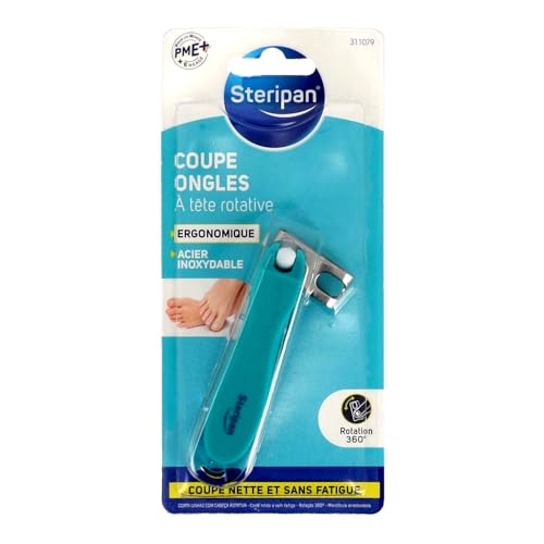 Steripan - Coupe Ongles à Tête Rotative - Mâchoire Arrondie - Coupe Nette et Sans Fatigue
