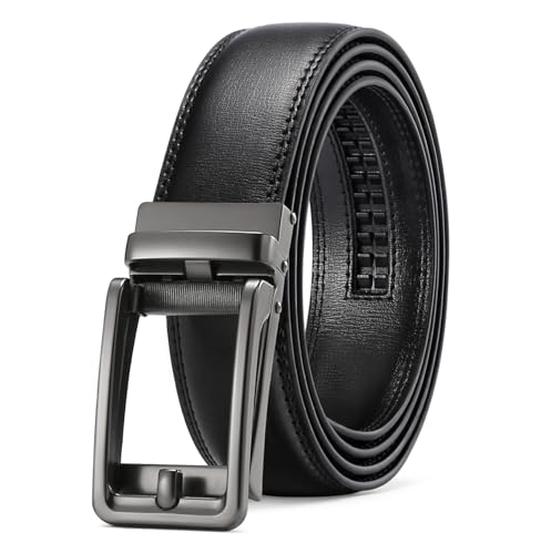 Men's Leather Belt Automatic Ratchet Buckle Slide Belt - Trim to Fit Dress & Casual Belts with Gift Box2