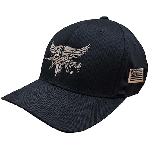 SWAT Operator Hat - L/XL - Black Hat with Tan Eagle - Hat with a Premium Flexible Band