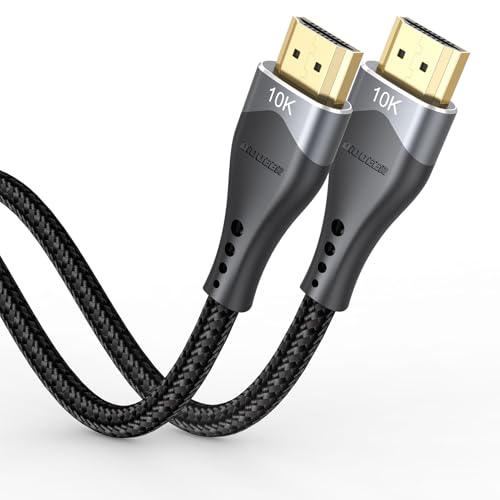 DIOOEER Cable HDMI 10K 8K de 6.6 pies 4K, 48 Gbps, cable HDMI 2.1 de ultra alta velocidad blindado con Ethernet [8K @60Hz, 4K @120Hz, HDR10+, eARC, HDCP2.3] para monitor, PS5, Roku TV, Blu-ray