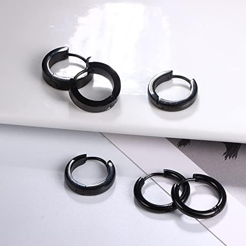 KALVICA 3 Pairs Hoop Earrings for Women Men Hypoallergenic Cartilage Hoop Earrings Small Stainless Steel Hoop Earrings Sleeper Piercing Jewellery Black Silver Gold
