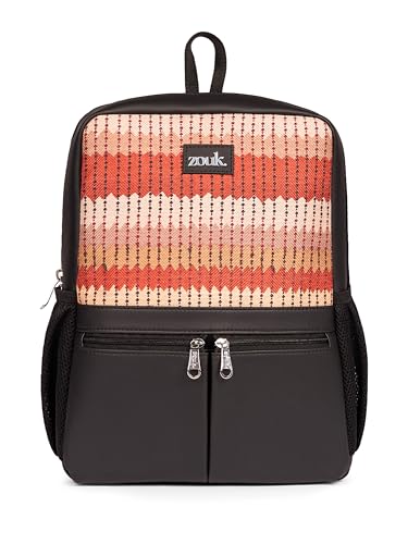 Image of ZOUK Men's Office Laptop Backpack (15.6 Inch) | Vegan Leather Travel Bag with Dual Compartments, Padded Laptop Sleeve, Trolley Sleeve, Waterproof Lining & Multiple Pockets |