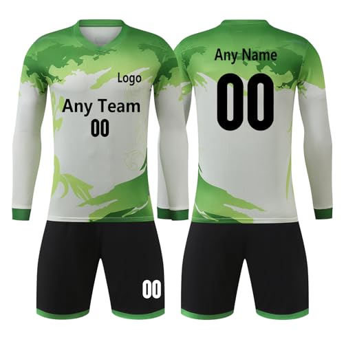 GEF1573ANTU Customized soccer jerseys for Boys Girls Training Outfit Team Uniform Athletic Shirts Sportswear Kit (Green)