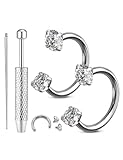 Chriscoco 16G/18G/20G G23 Titanio Piercing Nariz Argento 8mm Piercing Septum Oro CZ Piercings Oreja Negro Piercings Helix Labret Cartílago Daith Para Mujere Hombre
