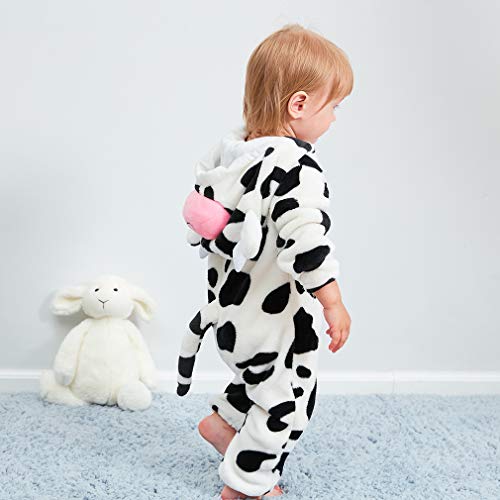 MICHLEY Unisex Baby Animal Costume Winter Autumn Flannel Hooded Romper Cosplay Jumpsuit