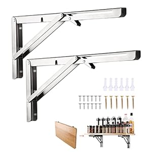 Viesap Staffa Pieghevole350mm, 2 Pezzi Mensola Pieghevole, Staffe Mensole Pesanti, Staffe Pieghevoli Inox, Supporto Tavolo Staffe Carico Massimo 65 KG, Per Garage, Cucina, Camera Da Letto Salvaspazio.