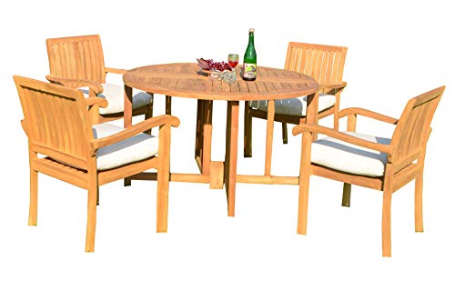 Outdoor Dining in Naples FL: Best Patio Tables and Furniture Sets 6 5 PC A Grade Outdoor Patio Teak Dining Furniture Set - 48