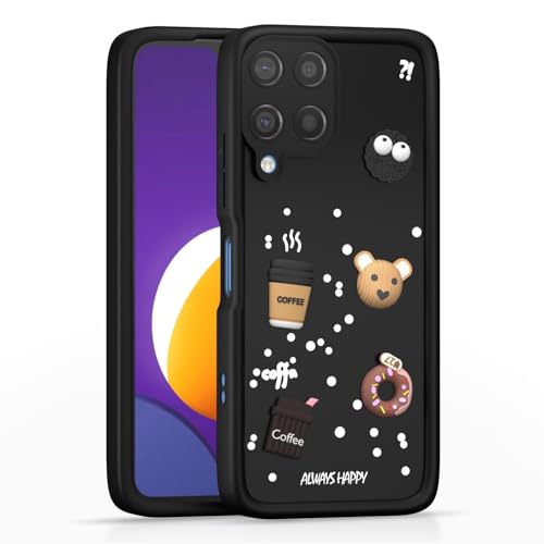 Image of Bintage Cute Fun Taddy| 3D Ball Bear| Donut| Coffee Rubber Case Camera Protection Back Cover Compatible for Samsung Galaxy A12 (4G) - Black