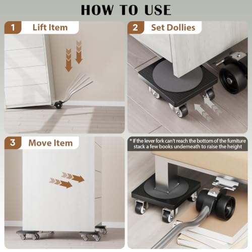 Miniatura 4 de Oneon Kit Elevadores De Muebles Transportador Muebles - Ruedas Suaves De 1.25 Hechas De Tpe Para Transportar Muebles, Capacidad De Carga Máxima De 227kg, Transportar Para Mover Muebles Pesados