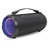 Altavoz Bluetooth portátil Denver BTG-408. USB, MicroUSB, AUX. Volumen 9,5W. Batería Recargable 1500mAh. Luces, Negro