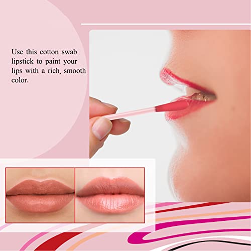 Cotton Swab Lipstick, 20PCS Swab Lip Gloss Cotton Swab Lipstick Waterproof Cotton Swab Lipstick Tatt