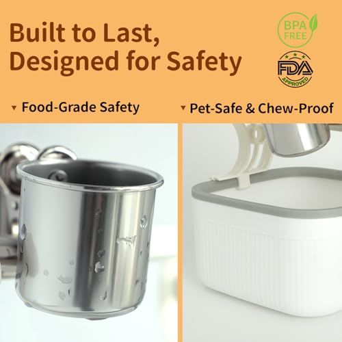 Bird Desktop Training Stand with Detachable Stainless Steel Double Bowls Feeder– Easy Clean Portable Bird Perches Stand with Detachable Base für Wellensittiche, Unzertrennliche & mittelgroße Vögel