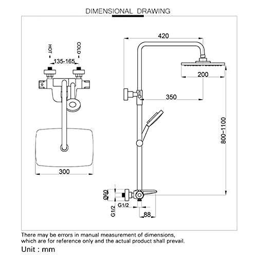 Ensemble de robinets de douche thermostatiques or brossé avec mitigeur cascade - 3