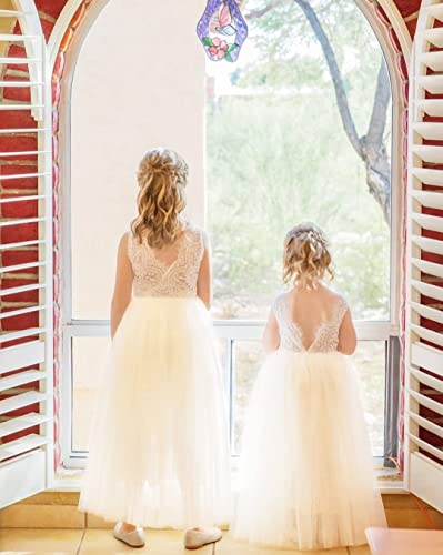 Image of Topmaker Flower Girl Dress for Toddler Baby Girls,Lace Tulle Dress for Wedding,Birthday Party,Photoshoot,Special Occasion