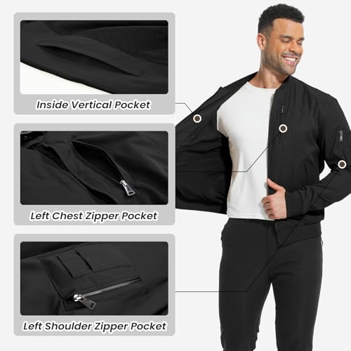 Men's Lightweight Jackets Windbreaker Casual Bomber Jacket Fall Golf Coats With Pockets3