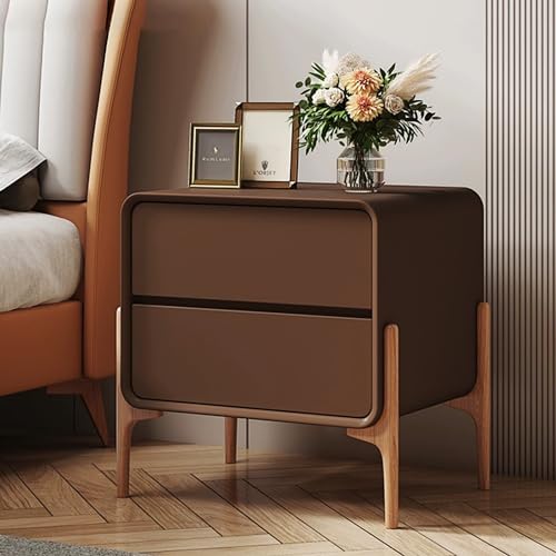 Comodino moderno con 2 cassetti, marrone scuro, per camera da letto e soggiorno, 30 x 40 x 50 cm