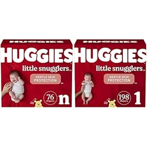 Baby Diapers Bundle: Huggies Little Snugglers Diapers Size Newborn (up to 10 lbs), 76ct & Size 1 (8-14 lbs), 198ct