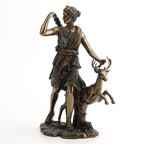 Estatua de Resina Veronese Diseño Diana Diosa Griega de la Caza 11 in