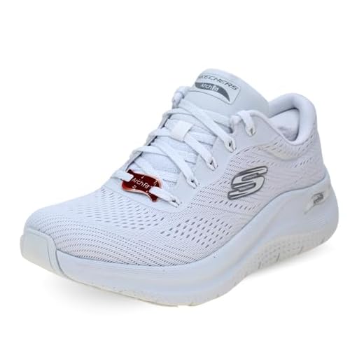 Skechers Arch Fit 2.0 Big League, Zapatillas Mujer, White Mesh/Trim, 38 EU