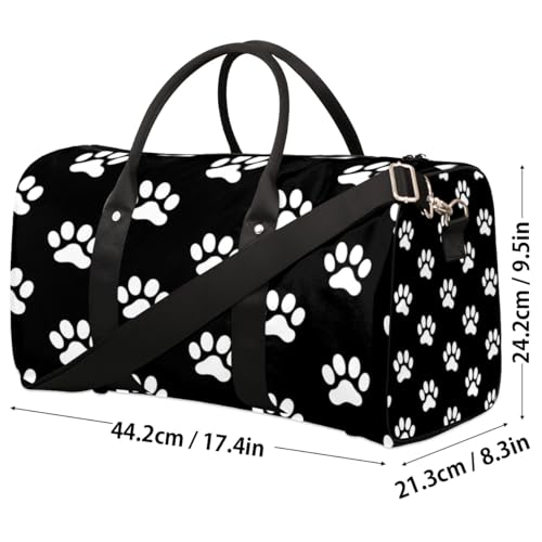 Travel Duffel Bag, Animal Cat Dog Paw Prints Sports Tote Gym Bag Foldable Western Aztec Weekender Bag Carry on Luggage Handle Bag Overnight Shoulder Bag for Women Men,A-8904