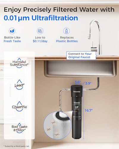 Waterdrop 15UA-UF 0.01 μm Ultrafiltration Under-Sink Filter Reduces Bacteria, Lead, Chlorine, Bad Taste & Odor, 16K Gallons, Direct Connect