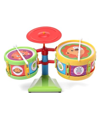 Image of Musical Drum Set Drum Set Junior Musical Band Instruments with 2 Drums, 1 Dish & 2 Sticks for Kids