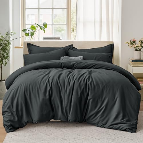 Tifschlaf Single Duvet Cover Set - Single Bedding Set Soft Brushed Microfiber with Zip Fastening, Quilt Bed Cover with 1 Pillowcase, Dark Grey (135x200)