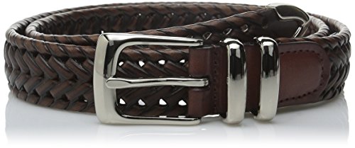 Perry Ellis Cinto masculino trançado portfólio com couro (tamanhos 76-137 cm), Marrom, 36