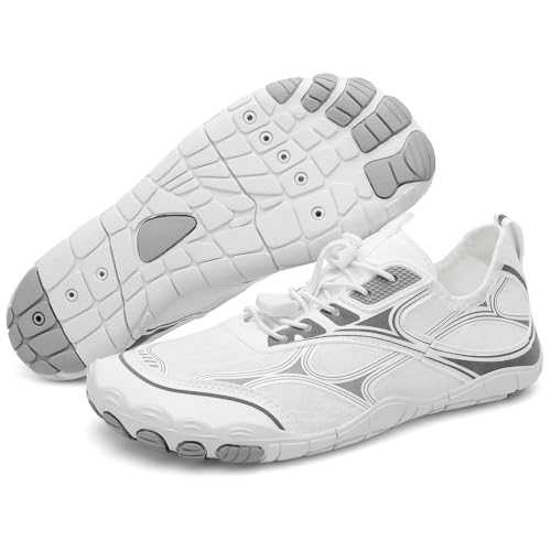 Image of UBFEN Water Shoes for Men Women Quick Dry Swim Aqua Socks | Lightweight Barefoot-style Fit, Rubber Sole, Hiking, Fishing, Kayaking, Beach, Pool, Boating, Diving And Water-to-land Wear