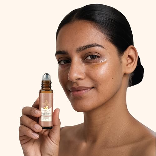 Image of AreoVeda Under Eye Cream with Cooling Massage Roller | Under Eye Roll On with Quinoa for Dark Circles, Puffiness & Fine Lines | Pregnancy-Safe | 10 ml