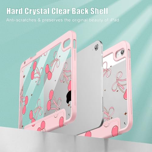 May Chen for iPad (A16) 11th Generation Case 11 Inch 2025, iPad 10th Gen Case 2022 10.9 inch, Built-in Pencil Holder with Shockproof Cover Clear Back Shell Auto Wake/Sleep, Pink Cherry Bow by May Chen - Image 4
