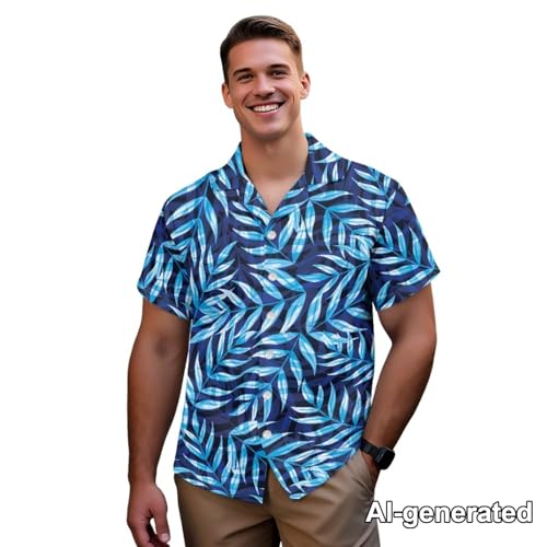 Image of Hawaii Matching Couple Outfits Husband and Wife Clothing Fashionable Mens Casual Shirts Hawaii Dress with Soft Fabric