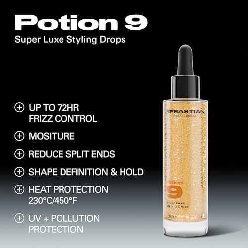 Sebastian Professional Potion 9 Super Luxe Styling Drops | Lightweight Hybrid Multi-Benefit Treatment & Hair Styling Drops | With 9 Bontanicals | 30ml